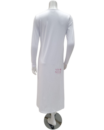 Sparrow S6028 White Long Sleeve 50" Midi Shell Dress myselflingerie.com
